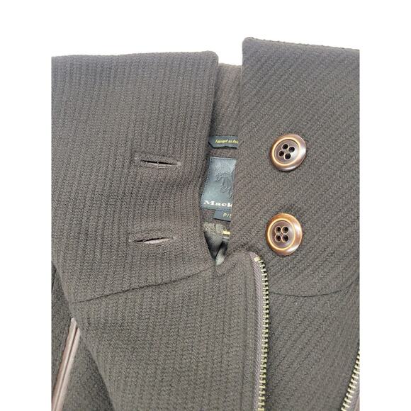 Mackage Asymmetrical Long Trench Coat Wool Coat P/S Chocolate Brown Leather - Picture 8 of 16